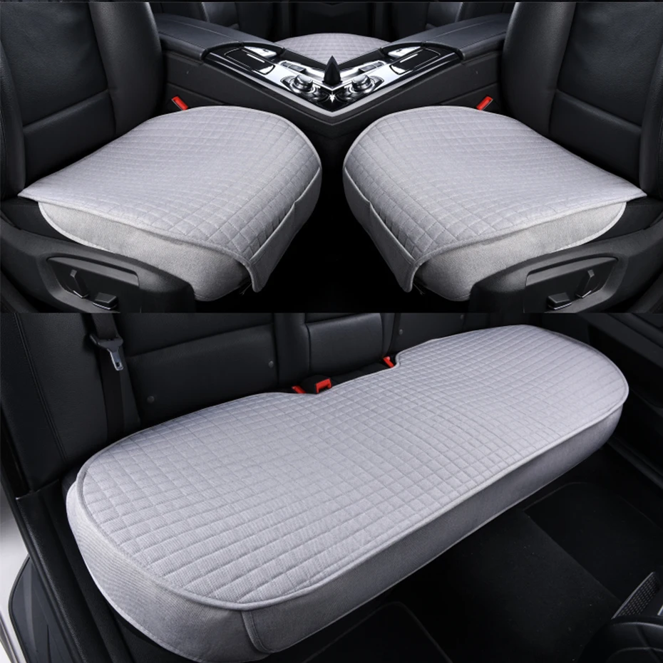 BLALION Summer Cool Flax Car Seat Cover Breathable Fabric Car Front/Rear Seat Cushion Chair Pad Mats for Car Accessories