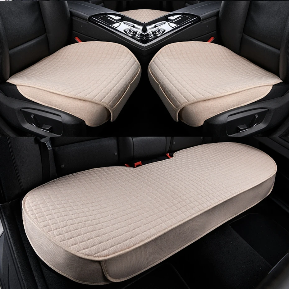BLALION Summer Cool Flax Car Seat Cover Breathable Fabric Car Front/Rear Seat Cushion Chair Pad Mats for Car Accessories