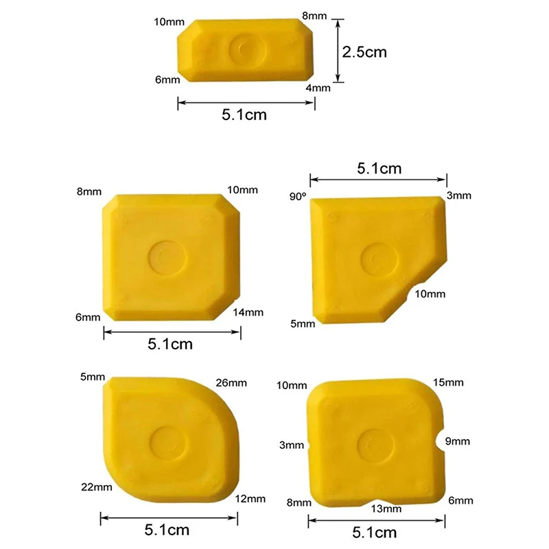 5Pcs Sealant Scraper Tool Set Silicone Grout Remover Smoothing Spatula Caulk Finishing Cleaning Tools