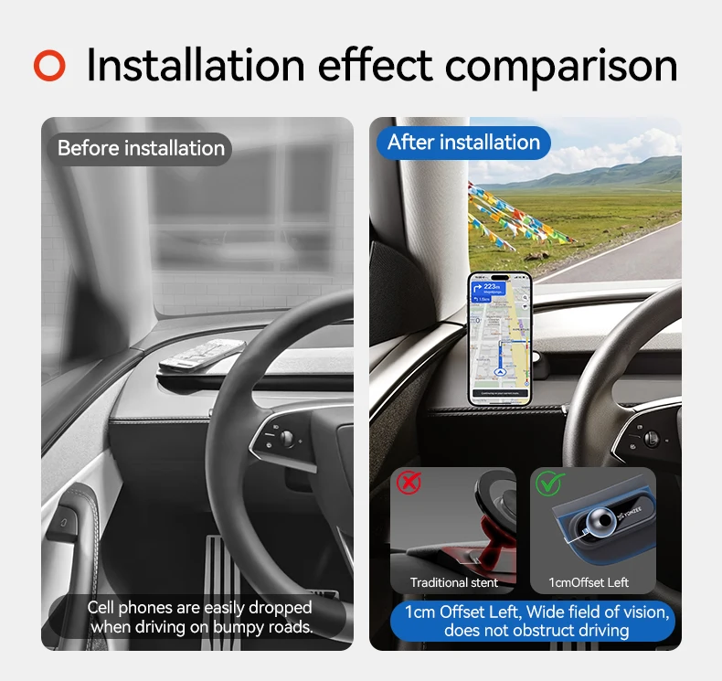 YZ Magnetic Silicone Phone Holder Fit Tesla Model YL Y 3 Juniper Highland Anti-Shake Strong Magnet for iphone 17 16 15 Car Mount
