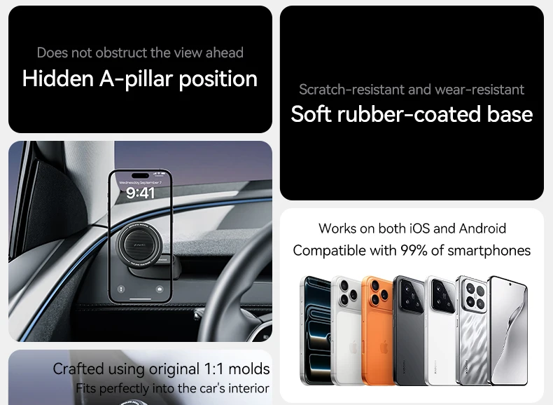 YZ Magnetic Silicone Phone Holder Fit Tesla Model YL Y 3 Juniper Highland Anti-Shake Strong Magnet for iphone 17 16 15 Car Mount