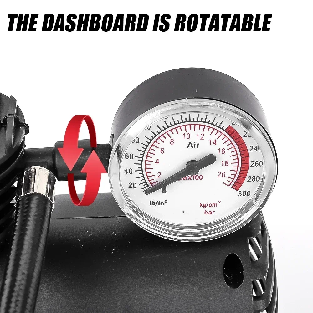 Mini 300PSI 12V DC Car Tire Inflator Air Compressor Cigarette Lighter Fast Inflation Vehicle Accessory
