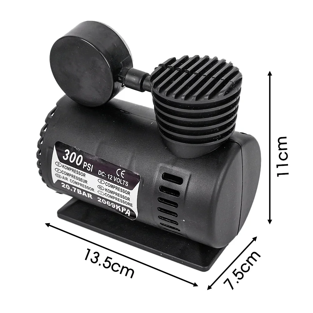 Mini 300PSI 12V DC Car Tire Inflator Air Compressor Cigarette Lighter Fast Inflation Vehicle Accessory