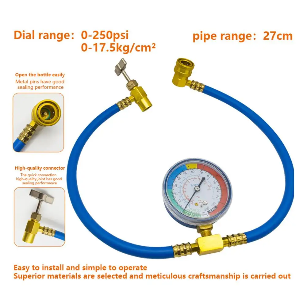 R134A Recharge Measuring Hose Can Tap Gauge Refrigerant Charging Pipe Adapter Air conditioning Car accessories