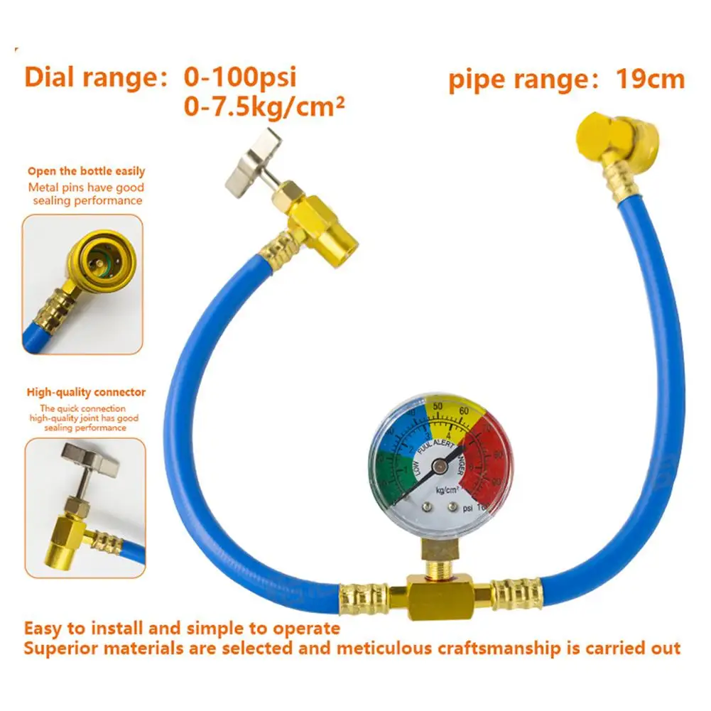 R134A Recharge Measuring Hose Can Tap Gauge Refrigerant Charging Pipe Adapter Air conditioning Car accessories