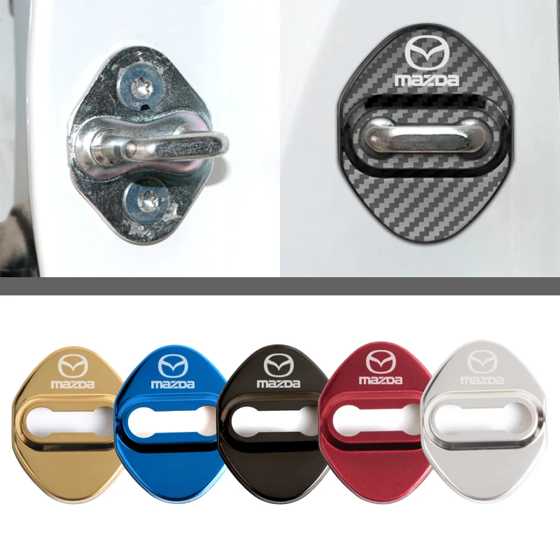 Interior Trim Strips Car Door Lock Cover Case Anti-Rust Silent Shock Buffer Door Latch Protector Interior Styling For Mazda 3 6