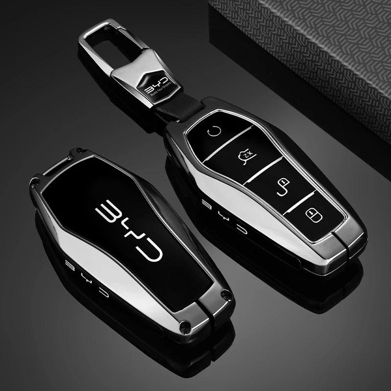 Key Case Cover for BYD Song Plus Atto 3 Han EV Tang DM Qin Seal Dolphin Metal Remote Fob Holder Keychain Car Accessories Highend