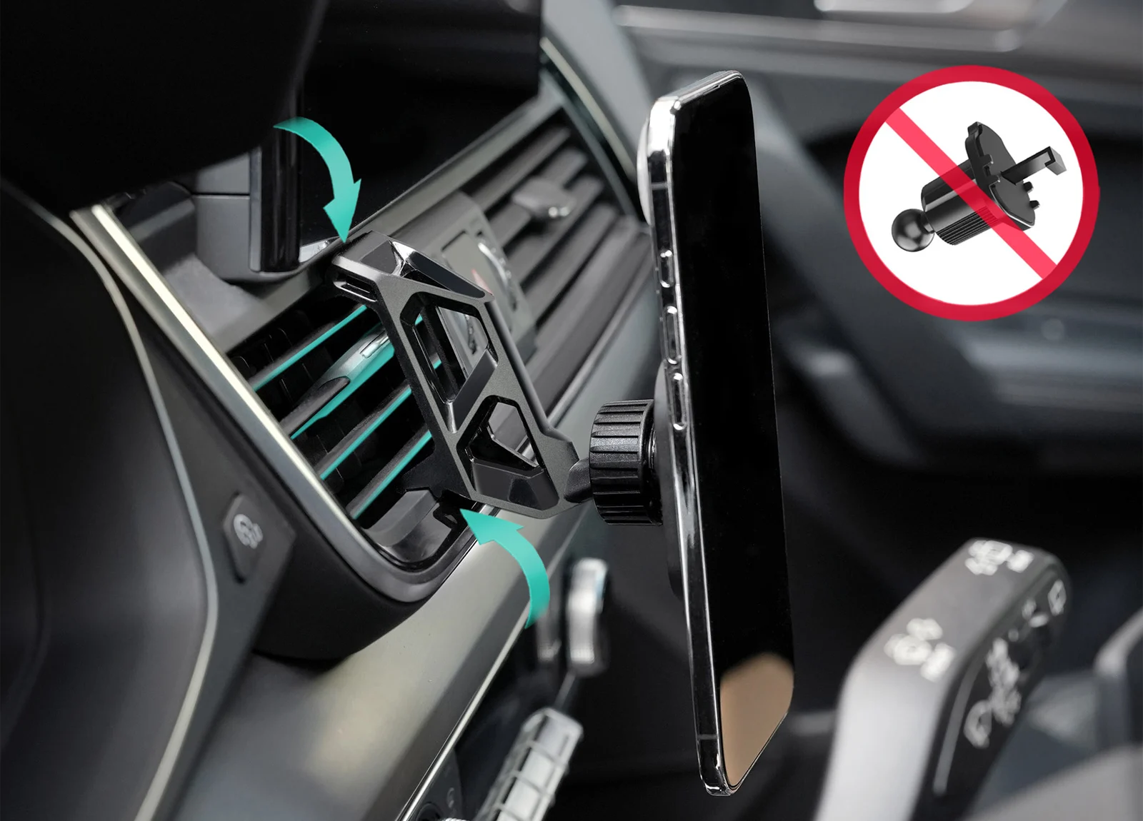 Custom Fit for Audi Q5 SQ5 2018-2023 2024 Magnetic Phone Mount Airflow Cooling Phone Holder 360° Swivel Dashboard Holder Base