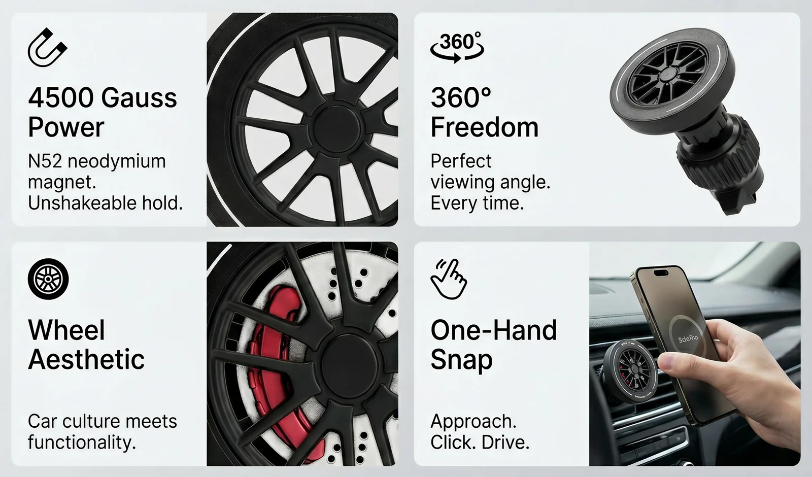 Custom Fit for Audi Q5 SQ5 2018-2023 2024 Magnetic Phone Mount Airflow Cooling Phone Holder 360° Swivel Dashboard Holder Base