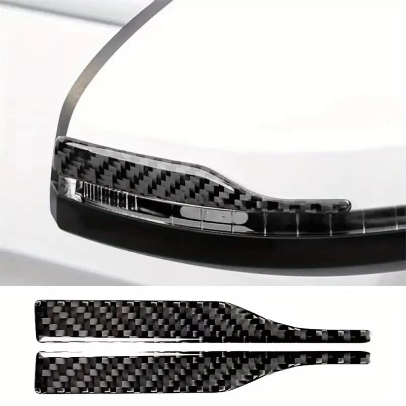 2pc Universal Auto Side Mirror Protector Sticker Carbon Fiber Anti-Collision Anti-Scratch Trim Strip Car Rearview Mirror Decor