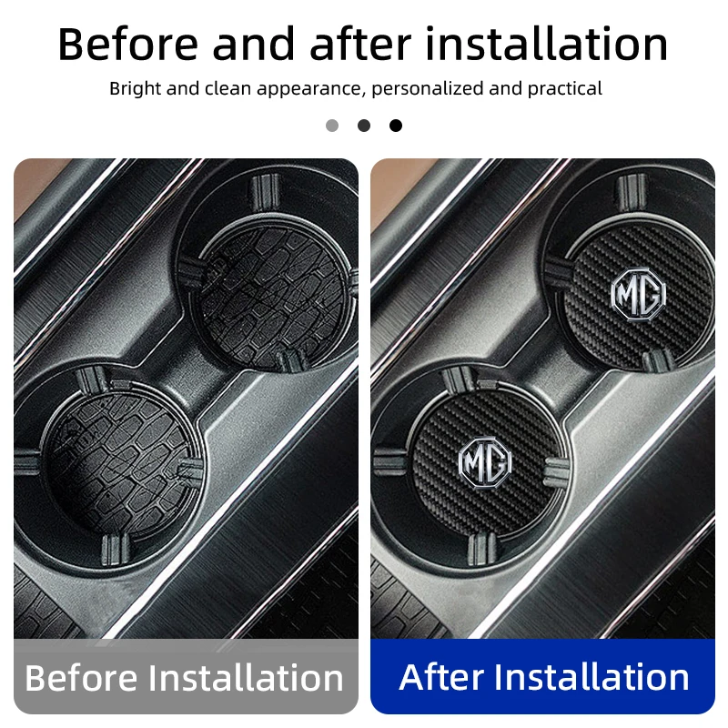 Car Coaster Carbon Cup Drinking Pad Cup Anti-Slip Pad Accessory Pad Suitable for Morris Garage MG ZS 5 7 6 Cyberster MG4 EV ES5