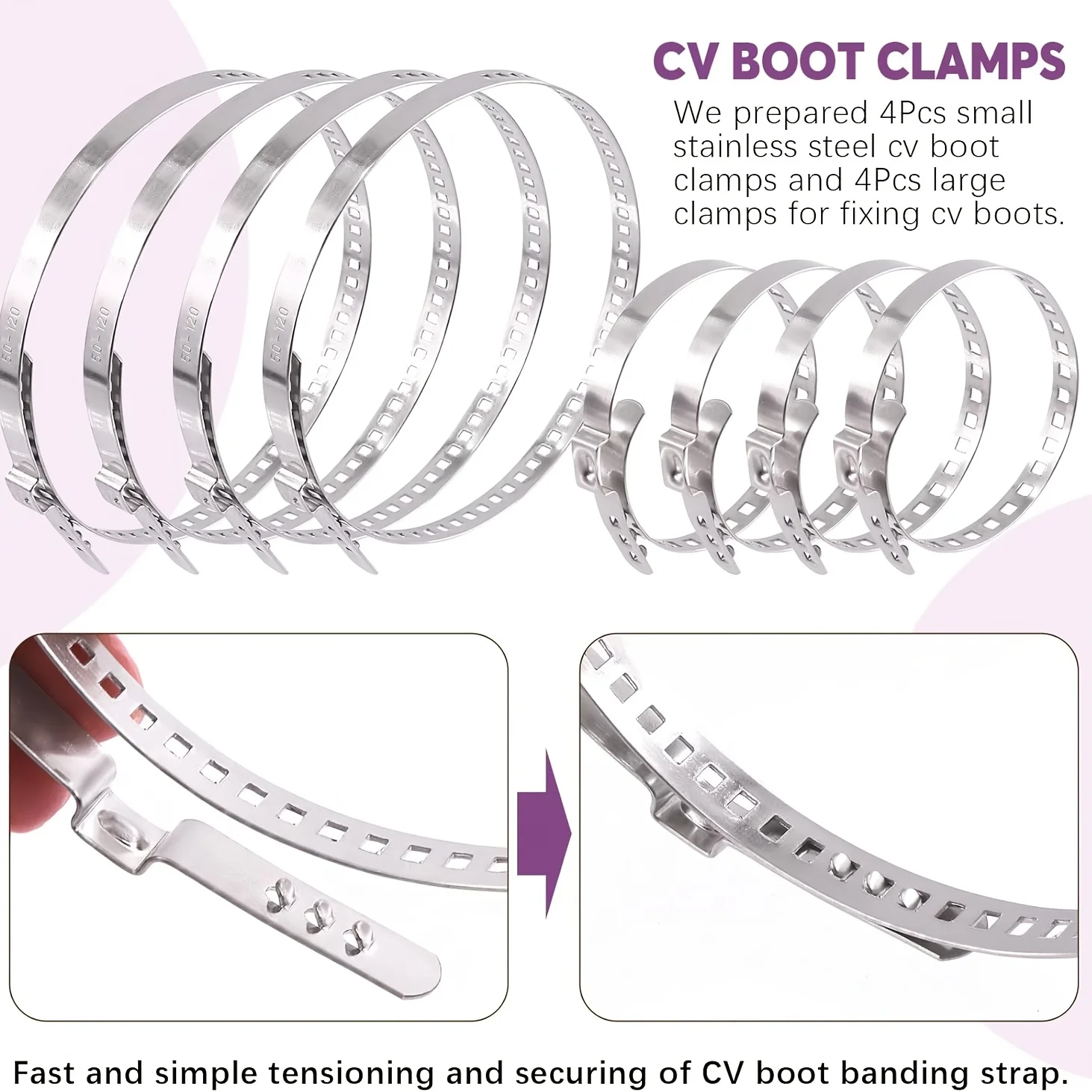 Hose clamp pliers universal CV boot clamp set, rust-resistant and durable, not easy to deform or break, tight and secure installation, compatible with various car models, a must-have hardware accessory for car repair.