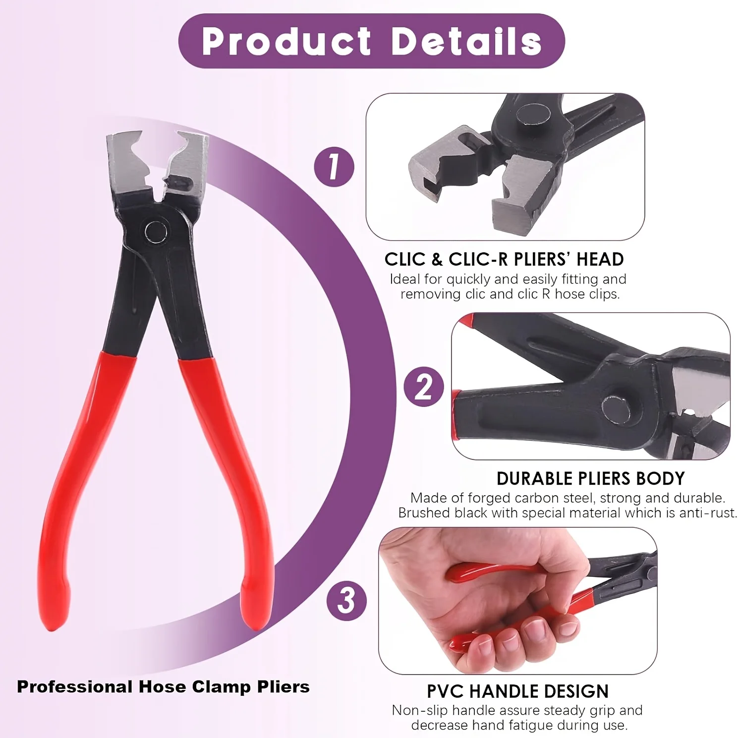 Hose clamp pliers universal CV boot clamp set, rust-resistant and durable, not easy to deform or break, tight and secure installation, compatible with various car models, a must-have hardware accessory for car repair.