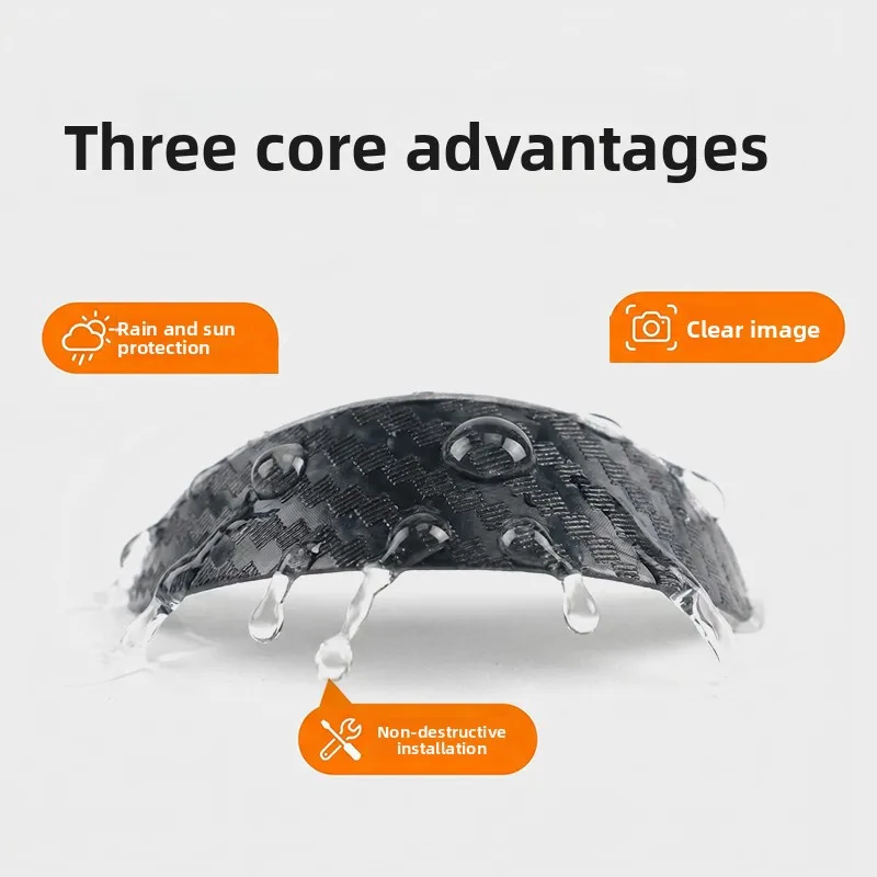 Car Reversing Camera Rain Cover Car Rear Camera Rain Cover Carbon Fiber Pattern Car Rear View Camera Protection Trim Dust Shield