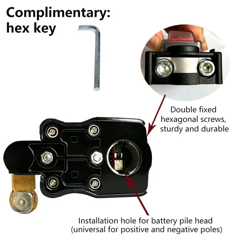 C 1Set ﻿Power-Off Switch Equipped With Voltage Digital Display Car Battery Disconnect Switch Can Rotate Disconnect Switch