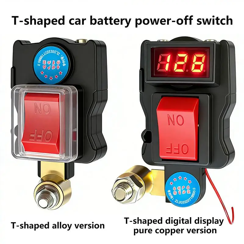 C 1Set ﻿Power-Off Switch Equipped With Voltage Digital Display Car Battery Disconnect Switch Can Rotate Disconnect Switch