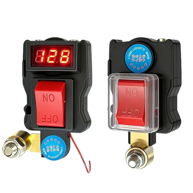 C 1Set ﻿Power-Off Switch Equipped With Voltage Digital Display Car Battery Disconnect Switch Can Rotate Disconnect Switch