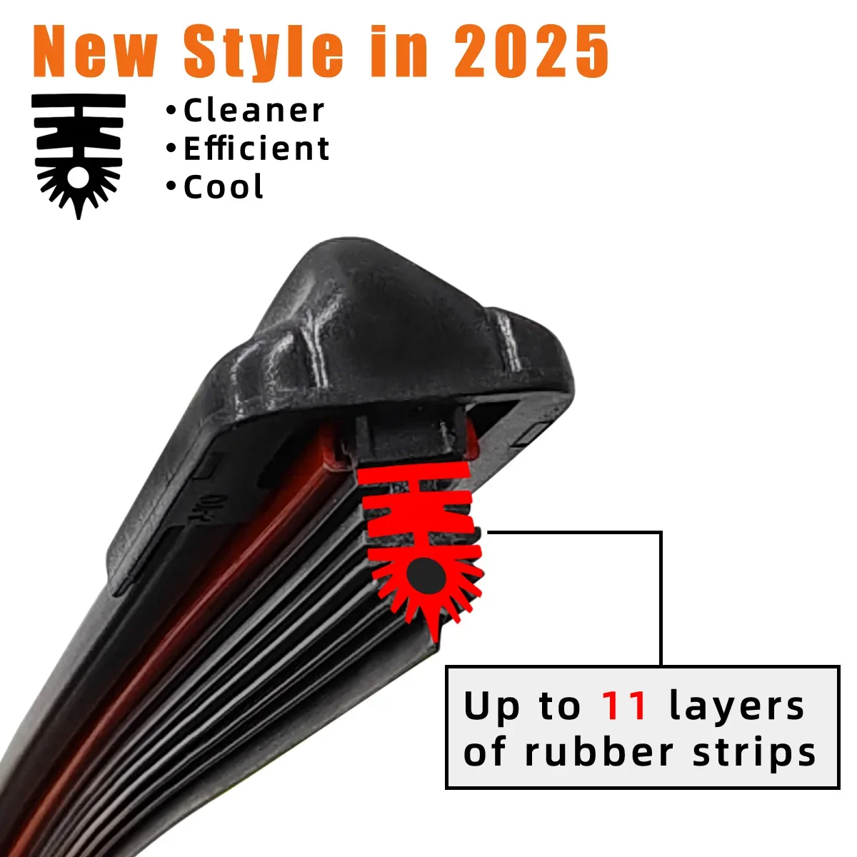 1pc Car Windshield High-Quality Wiper 11 Layer Rubber Strip J/U-Shaped 3 "14" 15 "16" 17 "18" 19 "20" 21 "22" 24 "26" 28“