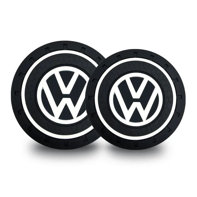1/2pcs Car Cup Mat Anti-slip Bottle Holder Coasters Emblem For VW CC Polo Golf 4 MK7 MK5 MK4 MK6 Passat Touran Scirocco Tiguan