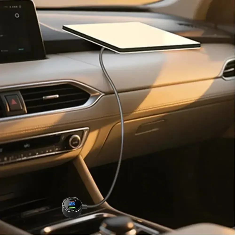 For Starlink Mini Car Charger 12V-24V to 30V 2A Step Up Converter With Digital Voltage QC3.0+PD Power Adapter Auto Accessories