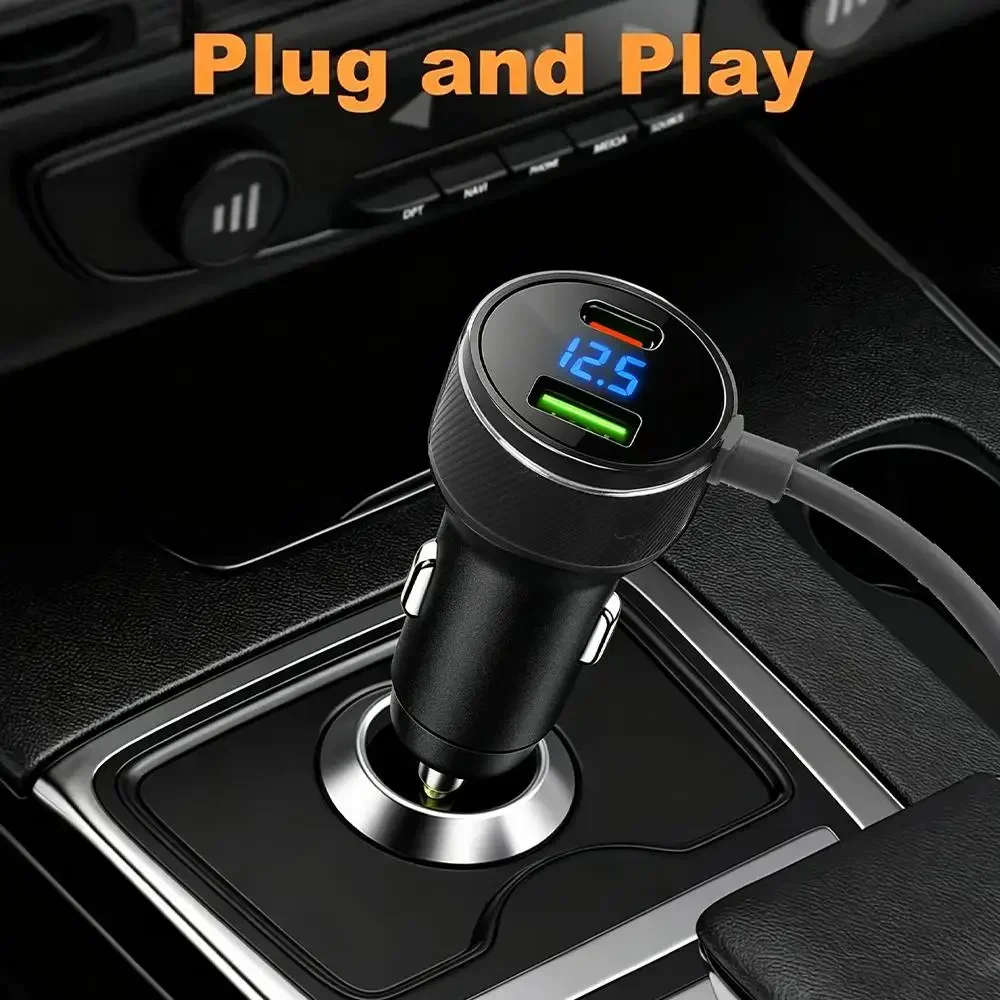 For Starlink Mini Car Charger 12V-24V to 30V 2A Step Up Converter With Digital Voltage QC3.0+PD Power Adapter Auto Accessories