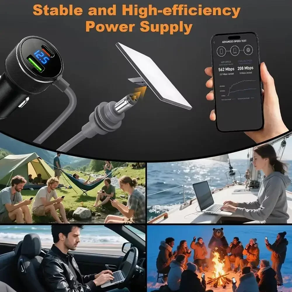 For Starlink Mini Car Charger 12V-24V to 30V 2A Step Up Converter With Digital Voltage QC3.0+PD Power Adapter Auto Accessories