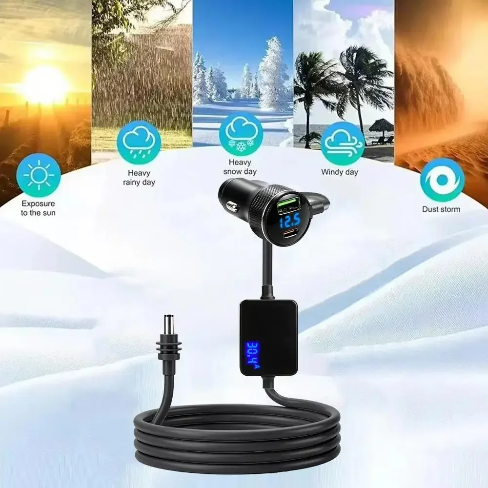 For Starlink Mini Car Charger 12V-24V to 30V 2A Step Up Converter With Digital Voltage QC3.0+PD Power Adapter Auto Accessories