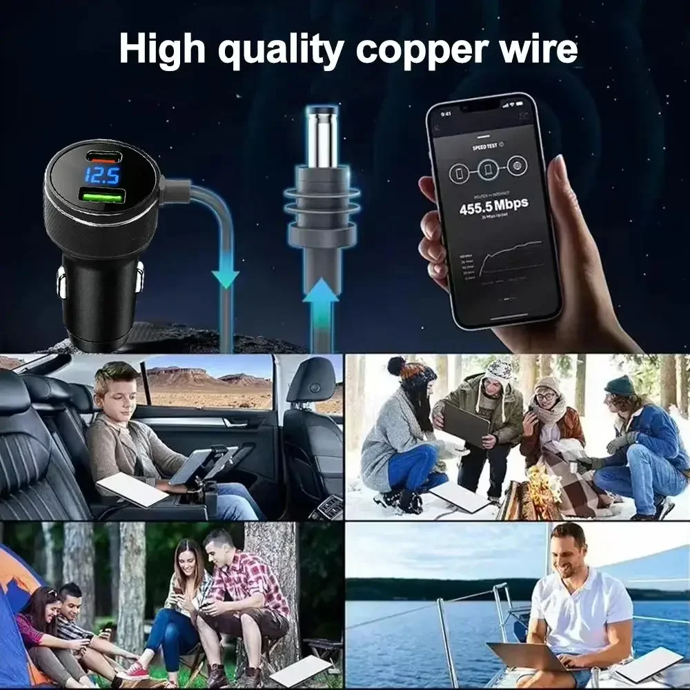 For Starlink Mini Car Charger 12V-24V to 30V 2A Step Up Converter With Digital Voltage QC3.0+PD Power Adapter Auto Accessories