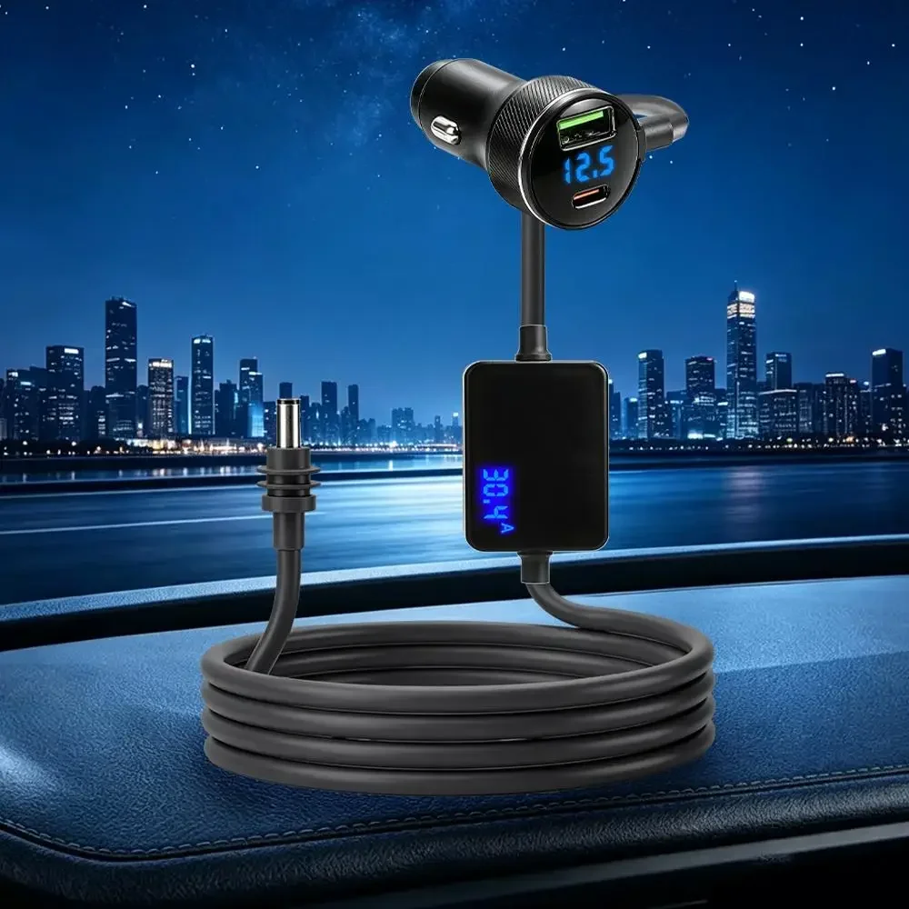 For Starlink Mini Car Charger 12V-24V to 30V 2A Step Up Converter With Digital Voltage QC3.0+PD Power Adapter Auto Accessories