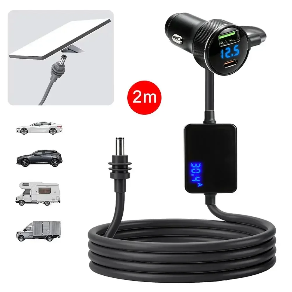 For Starlink Mini Car Charger 12V-24V to 30V 2A Step Up Converter With Digital Voltage QC3.0+PD Power Adapter Auto Accessories