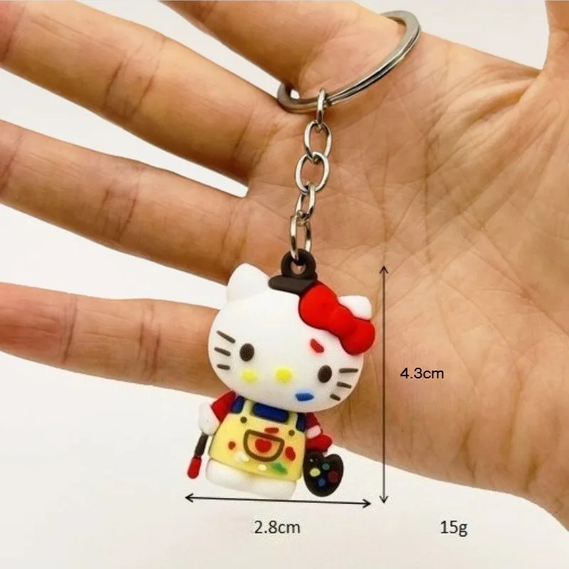 Creative Multi-style 3D Hello Kitty Soft Rubber Figure Car Keychain, Cute Girly Bag Charm Small Holiday Gift for Best Friends