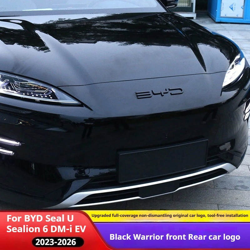 Car Black Front Badge Sticker Black Rear Emblem Black Warrior Car Modification Logo Suitable for BYD Seal U Hiace 6 DM-i EV Song