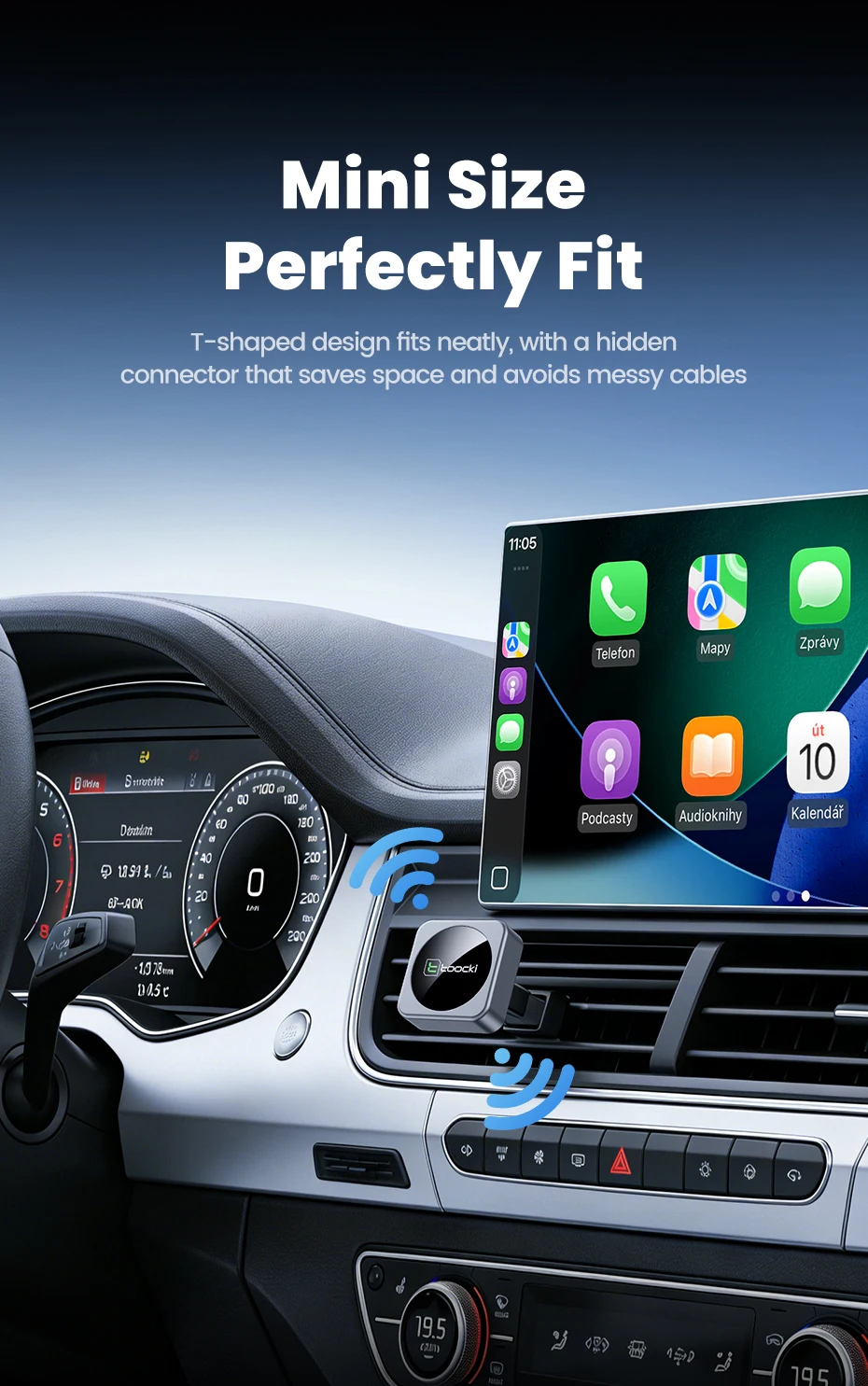 Toocki 2-in-1 Wireless CarPlay & Android Auto Adapter BT 5.3 WiFi 5G 2.4G Plug Play USB-C for iPhone Android Car with Wired CarP