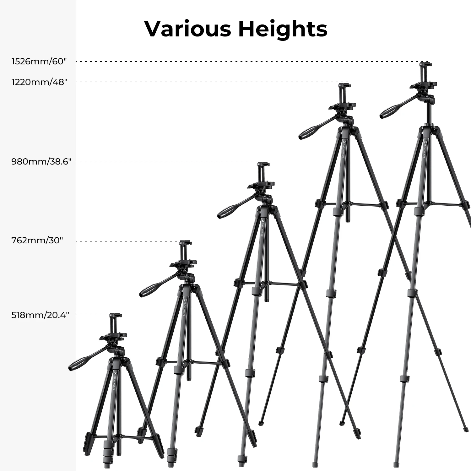 K&F CONCEPT 1.5 m Aluminum Camera Phone Tripod Stand 1.34 lbs Ultra Lightweight with Remote and Cellphone Holder B174A1 Tripods