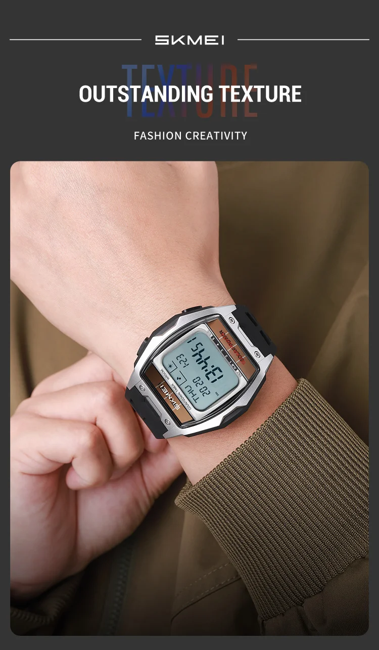 SKMEI 2750 Fashion Men Electronic Watch Solar Power Large Screen Luminous Calendar Multifunctional Outdoor Sport Watches for Man