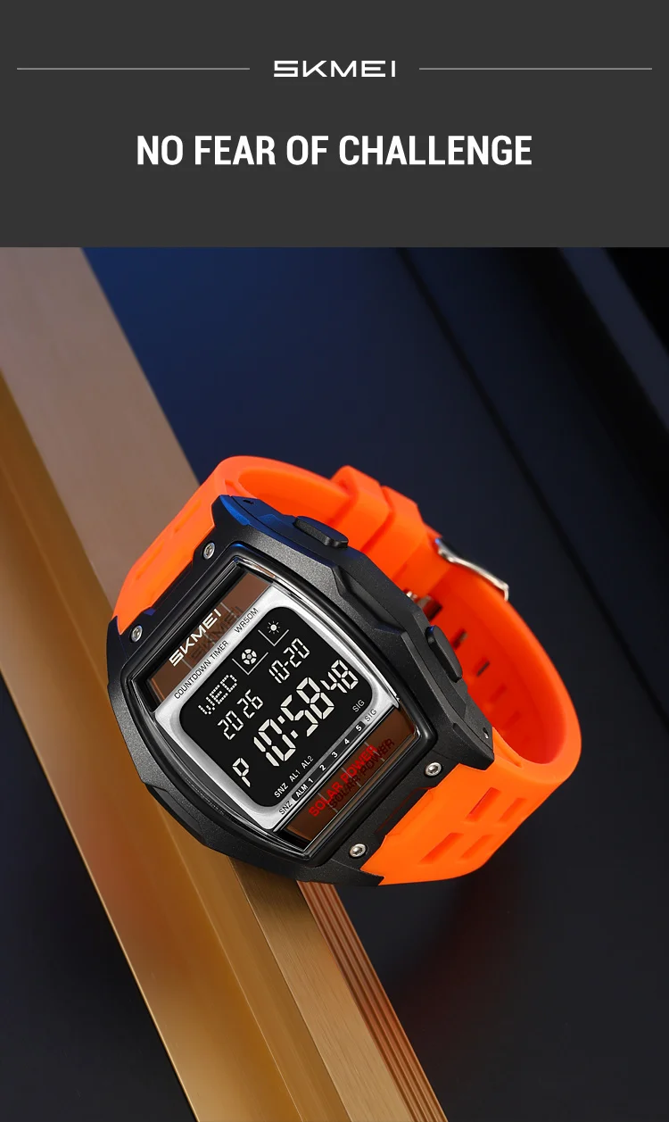 SKMEI 2750 Fashion Men Electronic Watch Solar Power Large Screen Luminous Calendar Multifunctional Outdoor Sport Watches for Man