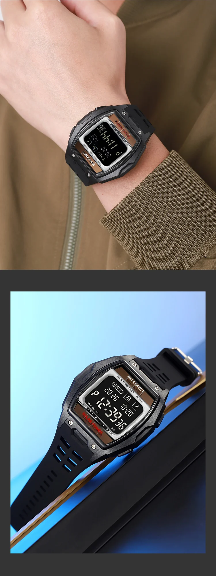SKMEI 2750 Fashion Men Electronic Watch Solar Power Large Screen Luminous Calendar Multifunctional Outdoor Sport Watches for Man