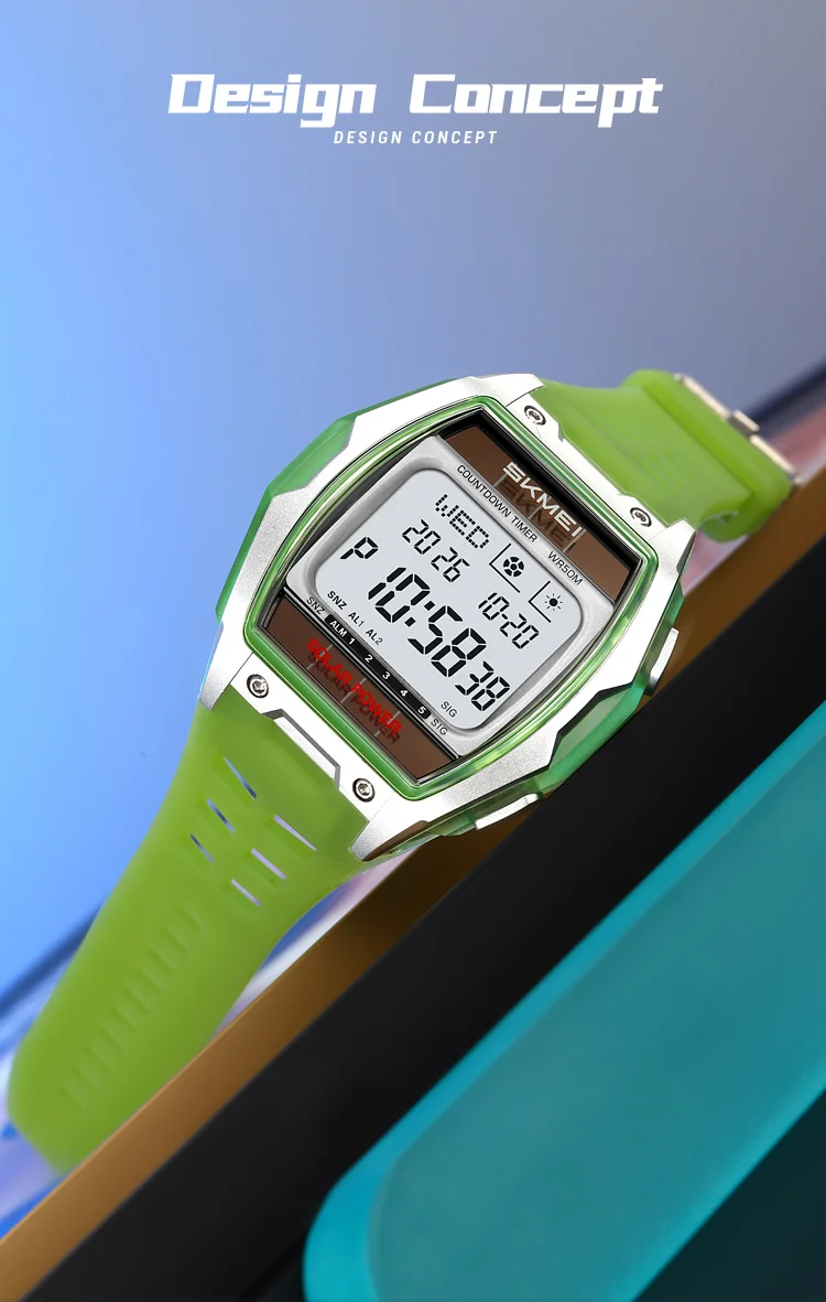 SKMEI 2750 Fashion Men Electronic Watch Solar Power Large Screen Luminous Calendar Multifunctional Outdoor Sport Watches for Man
