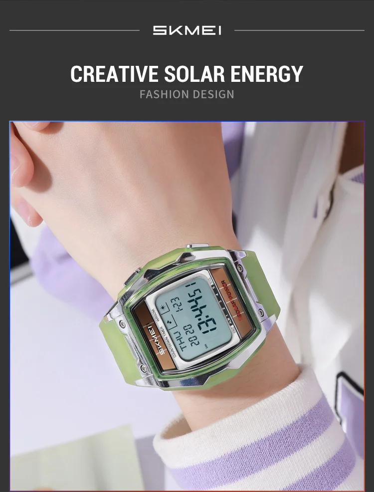 SKMEI 2750 Fashion Men Electronic Watch Solar Power Large Screen Luminous Calendar Multifunctional Outdoor Sport Watches for Man