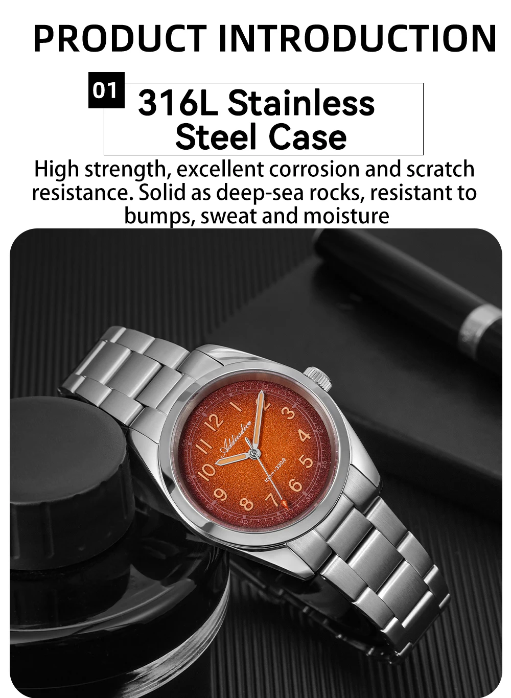 ADDIESDIVE 2026 New 36mm Men's Luxury Quartz Watch Sapphire Crystal 100m Water Resistance Super Luminous Stainless Steel Watch