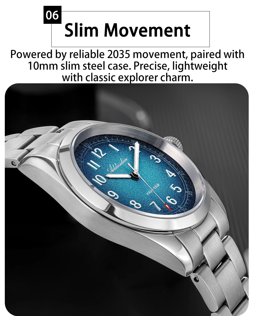 ADDIESDIVE 2026 New 36mm Men's Luxury Quartz Watch Sapphire Crystal 100m Water Resistance Super Luminous Stainless Steel Watch