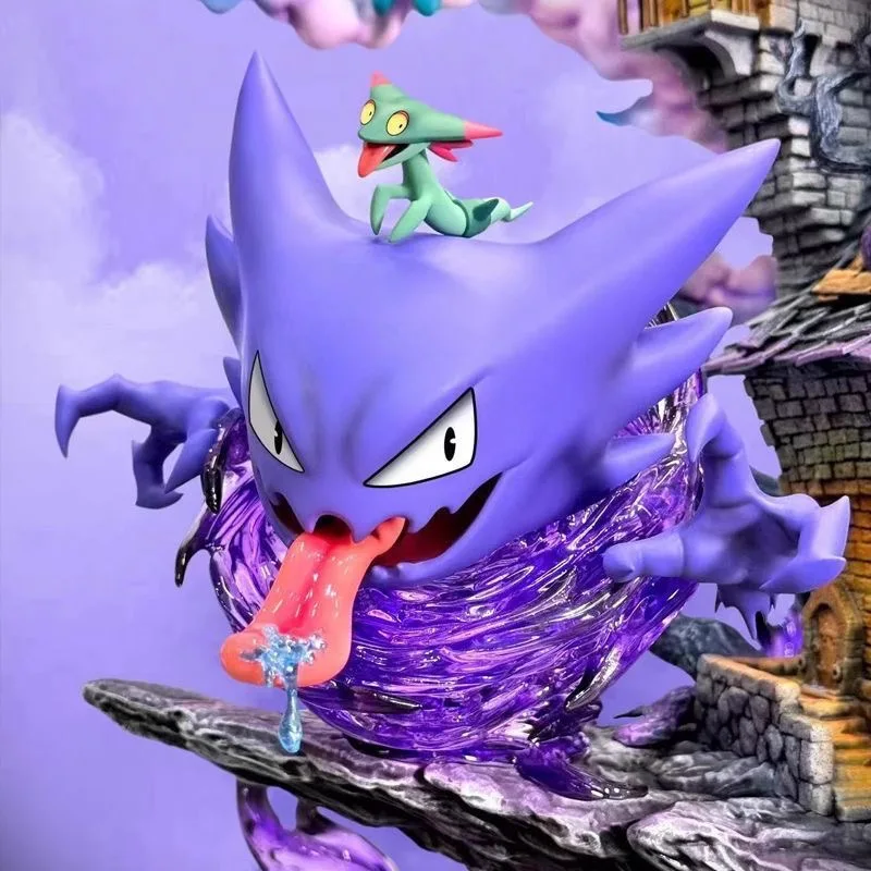 32cm/12.6in Ainme Pokemon Figure Gengar Evolution Family bucket Action Figures Pvc Statue Collection Model Toys Gifts