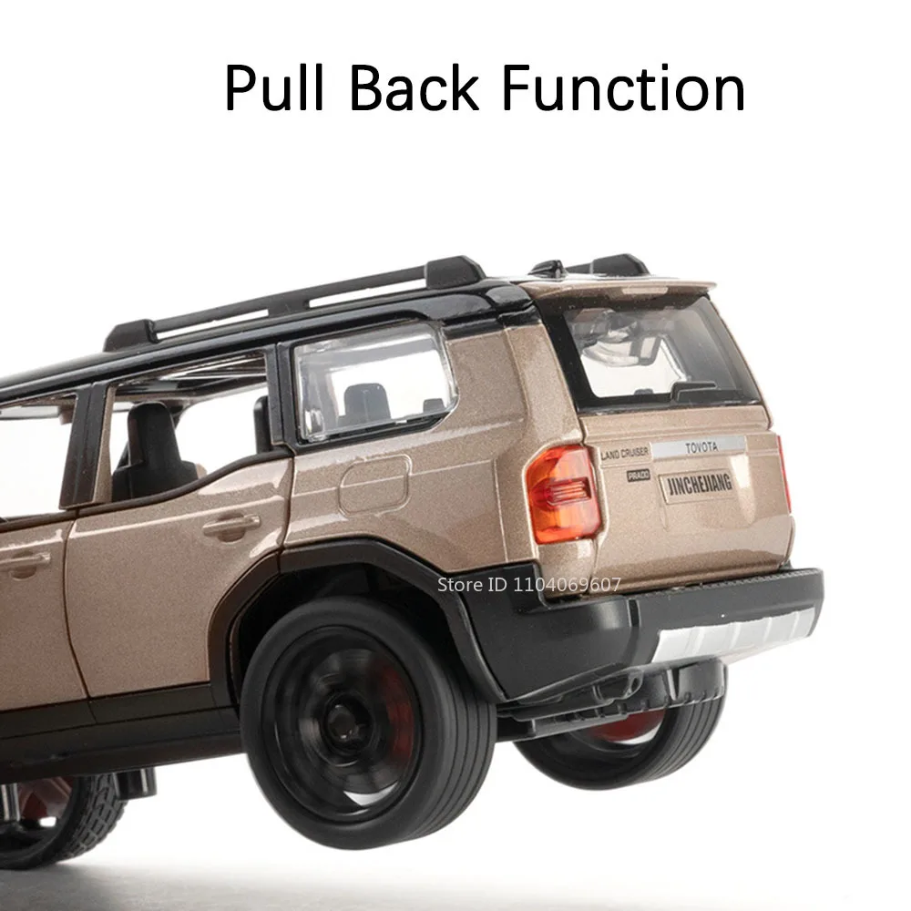 1:32 Prado SUV Car Model Toys Alloy Die-casting Pull Back 6 Doors Opened Sound Light Off-road Vehicle Gifts for Kids Collection