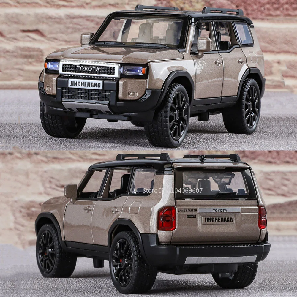1:32 Prado SUV Car Model Toys Alloy Die-casting Pull Back 6 Doors Opened Sound Light Off-road Vehicle Gifts for Kids Collection