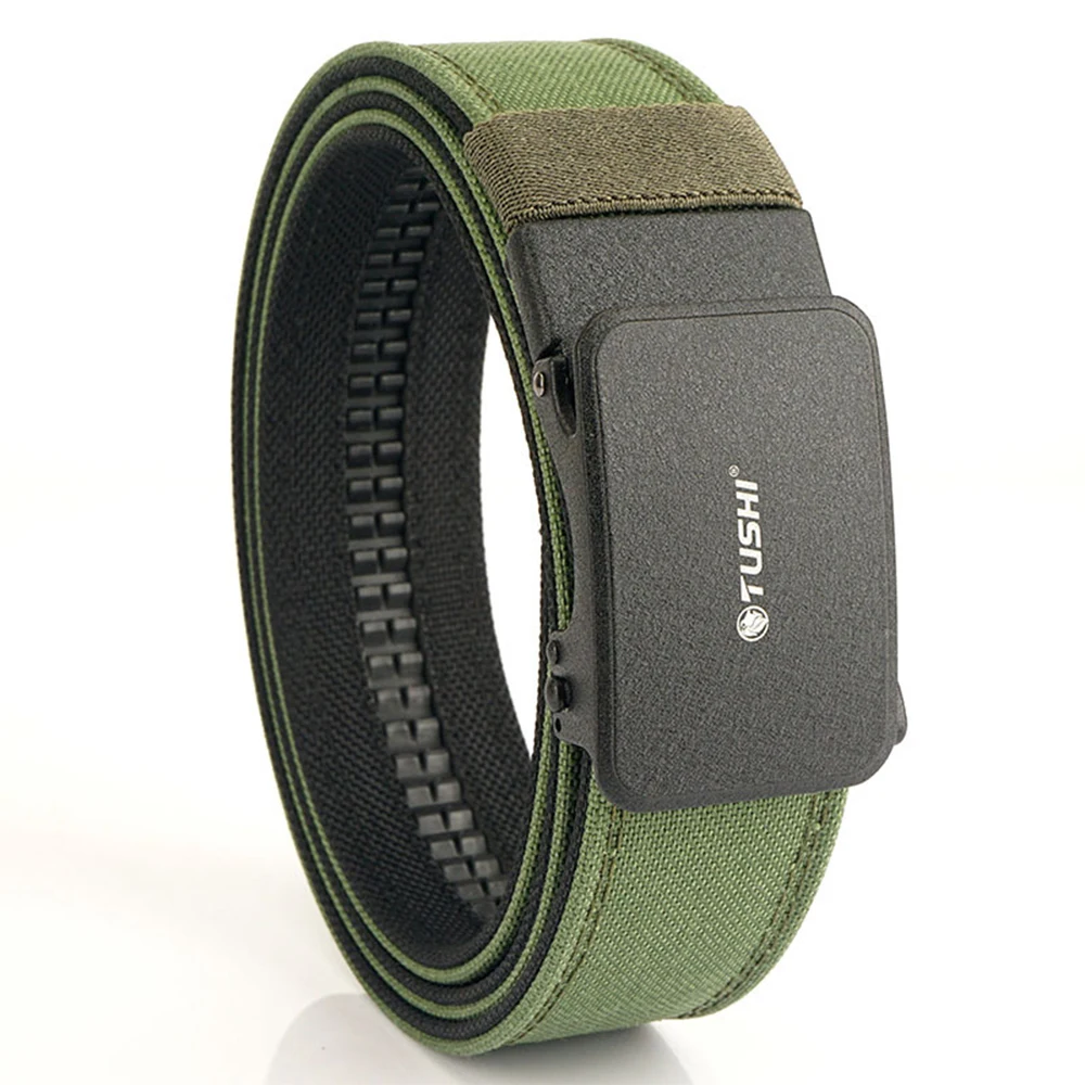 TUSHI New Hard Tactical Belt for Men Metal Automatic Buckle IPSC Gun Belt 1100D Nylon Military Belt Outdoor Sports Girdle Male