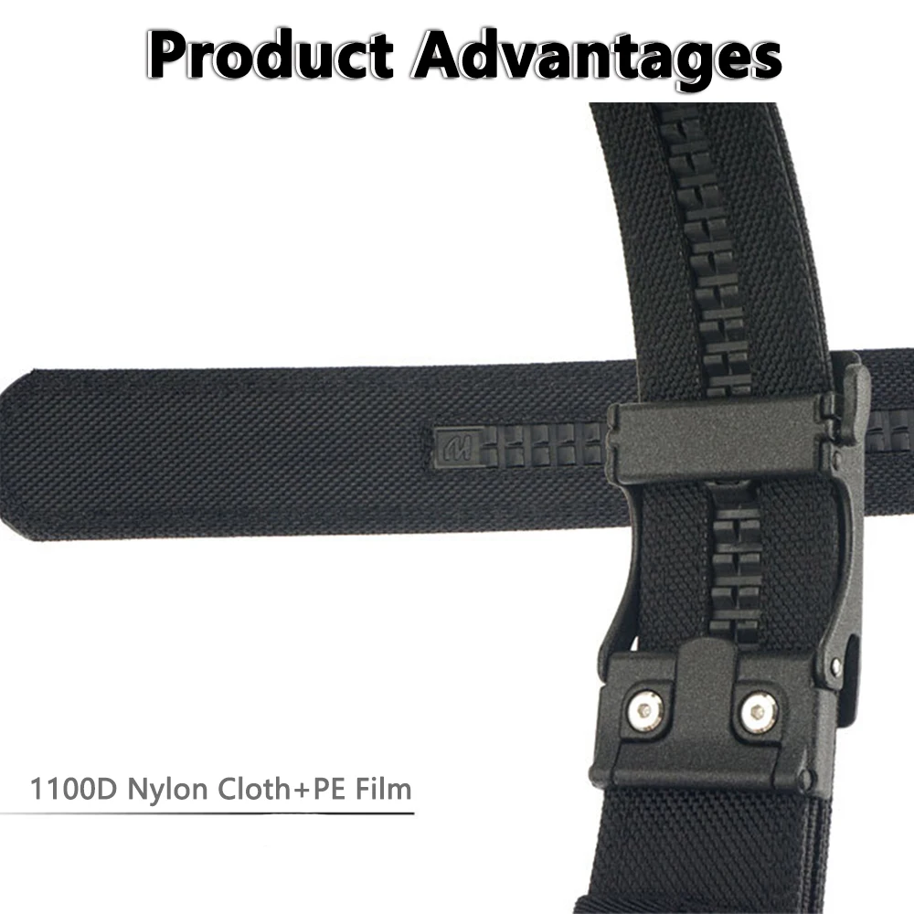 TUSHI New Hard Tactical Belt for Men Metal Automatic Buckle IPSC Gun Belt 1100D Nylon Military Belt Outdoor Sports Girdle Male