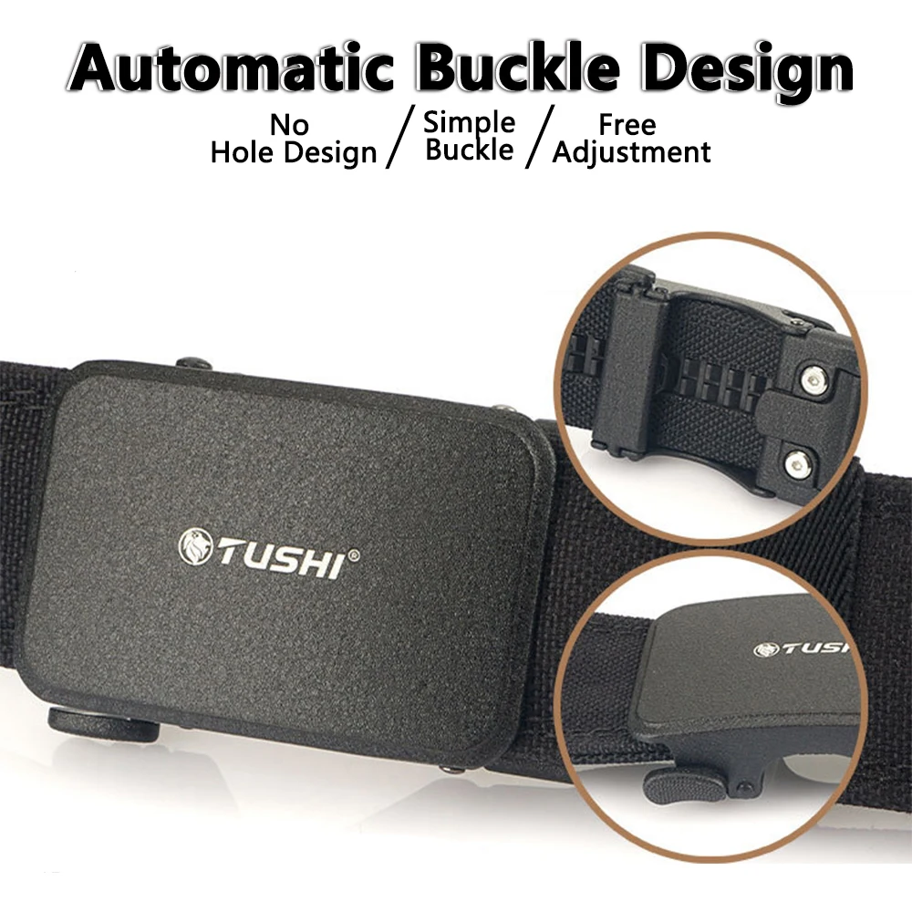 TUSHI New Hard Tactical Belt for Men Metal Automatic Buckle IPSC Gun Belt 1100D Nylon Military Belt Outdoor Sports Girdle Male