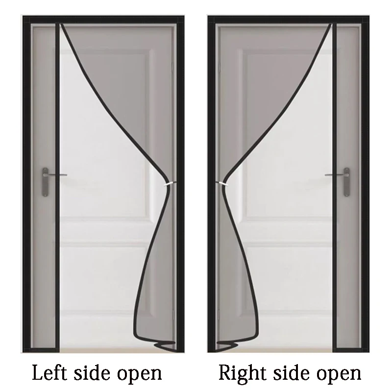 Black Side Opening Mosquito Proof Door Curtain, Magnetic Suction Design, Invisible Mosquito Proof, Self Installing Without Punch