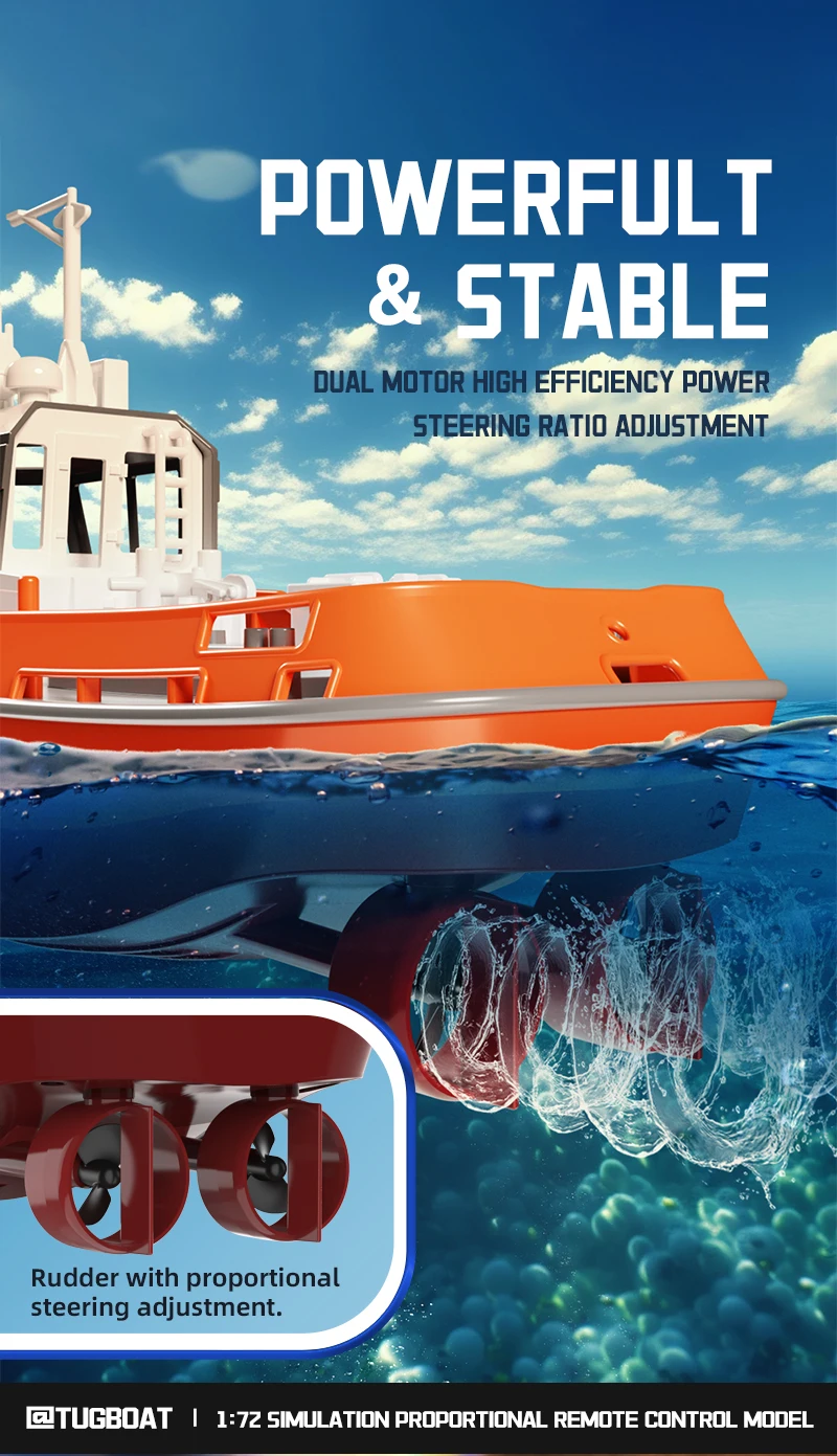 NEW 686 RC Boat 1/72 Powerful Dual Motor Wireless Radio Control Shipboat 2.4G Electric Remote Control Tugboat Model Toys for Boy