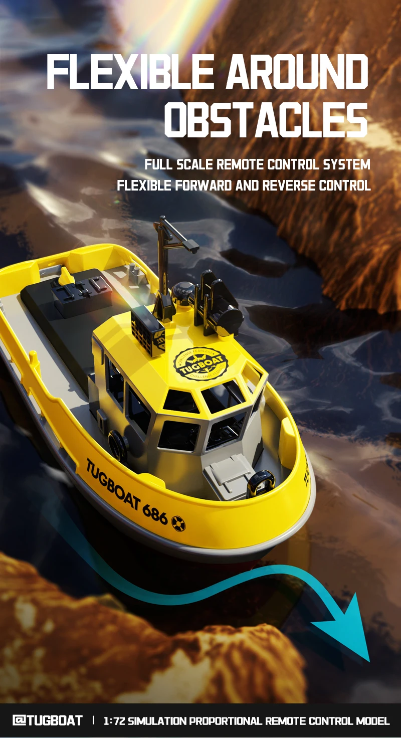 NEW 686 RC Boat 1/72 Powerful Dual Motor Wireless Radio Control Shipboat 2.4G Electric Remote Control Tugboat Model Toys for Boy